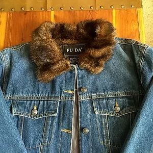 Fuda Jean Jacket with Faux Fur Collar